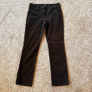 NYDJ Straight Leg Corduroy Pants Women's 14 Brown Stretch